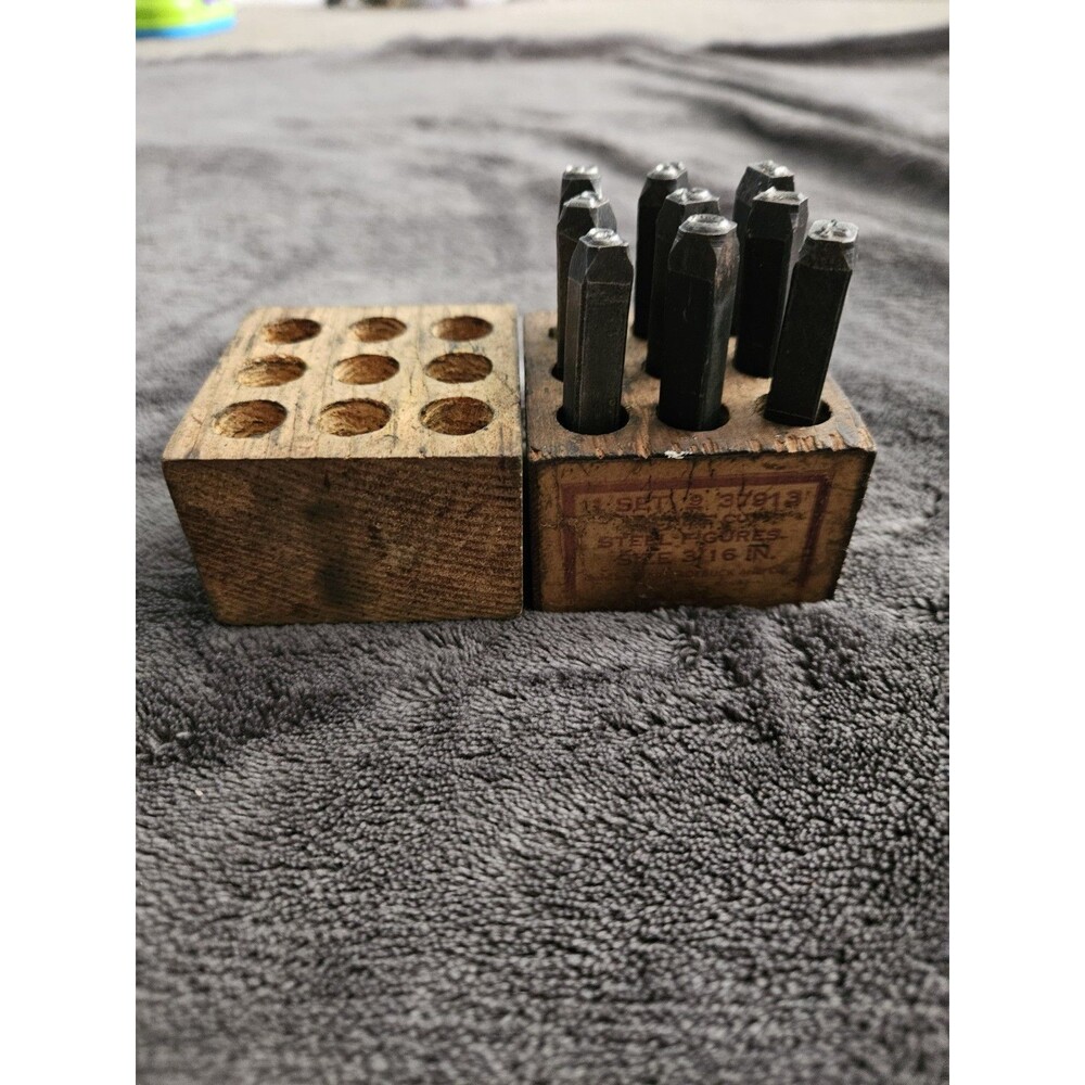 Vintage Sears Roebuck 3/16" Steel Number Punch Set Machinist Metal Stamp USA